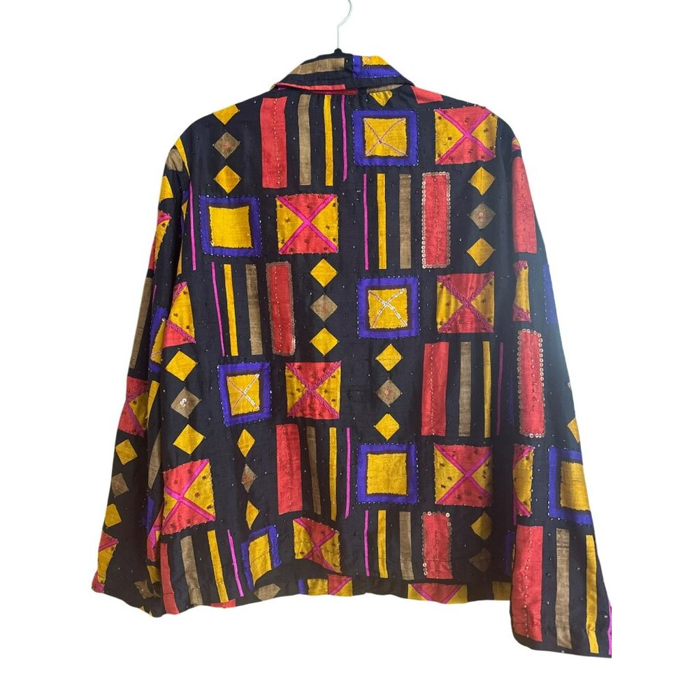 Vintage Chico's Design Geometric Patchwork Jacket… - image 2